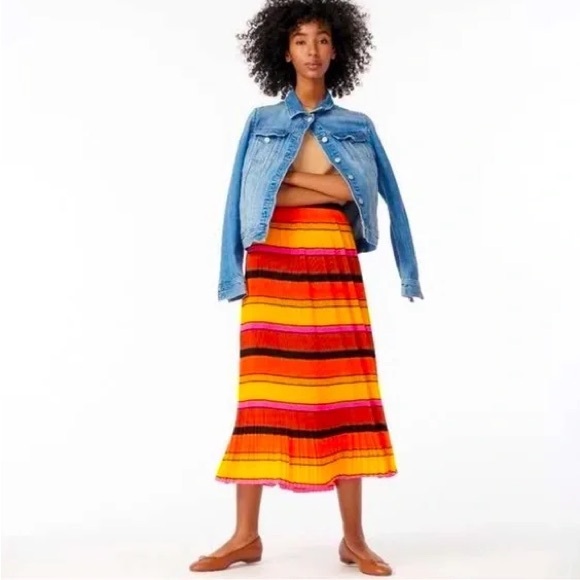 J.Crew Authentic Size 2 Straight-Pleat Skirt in Multistripe Pleated Midi - Picture 3 of 11